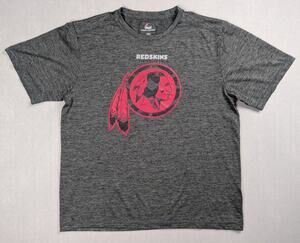 Majestic Cool Base Washington Redskins Grey Short Sleeve Shirt Mens Size Large